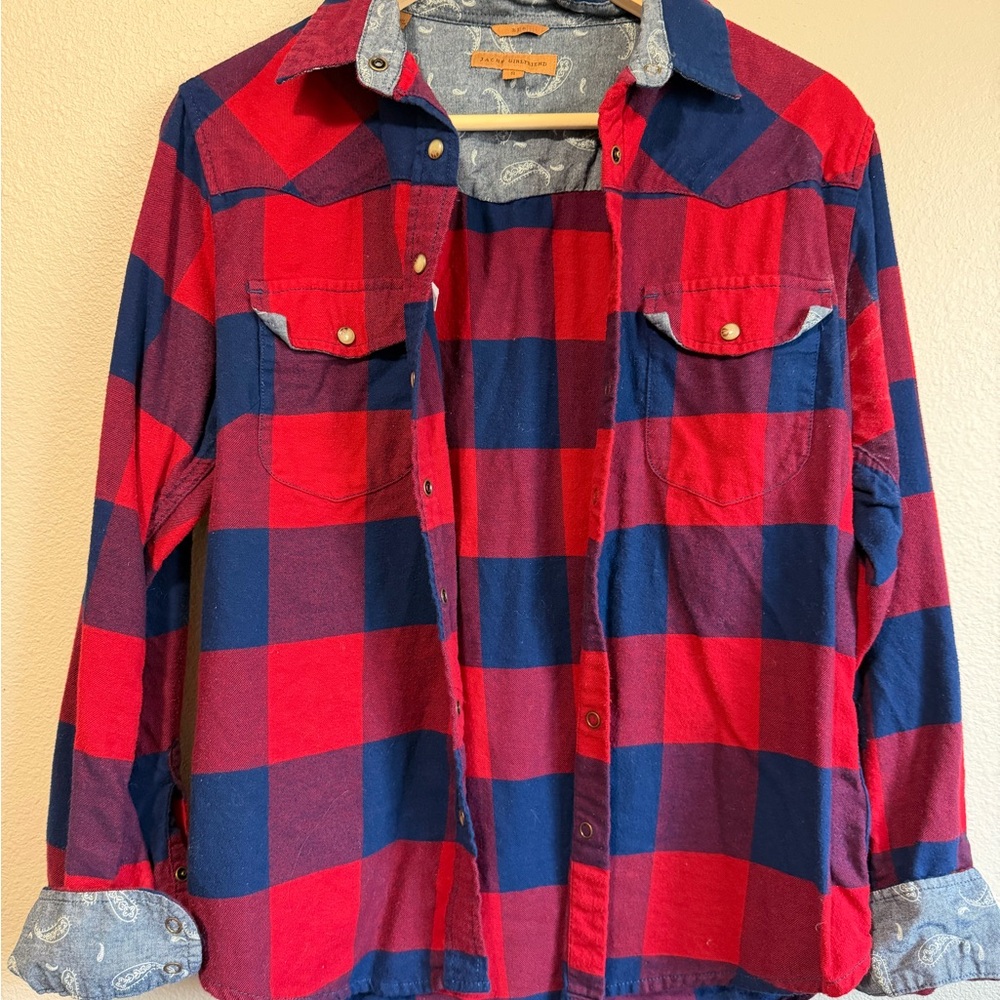 JACHS Girlfriend Blue Paisley Shirt